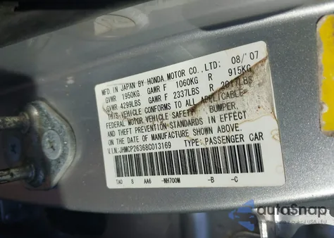 2008 Honda Accord 2.4 Lx from USA, damaged, VIN JHMCP26368C013169